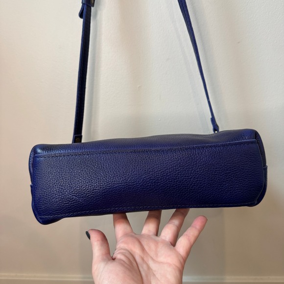 Portland Leather Goods Indigo Blue Pebbled Leather Crossbody Bag Zip Top Handbag - Picture 6 of 12